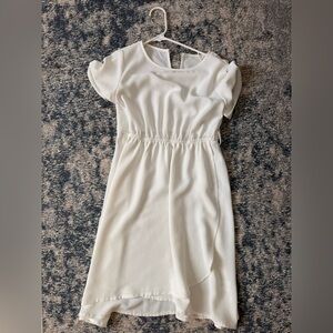 White faux tulip wrap dress